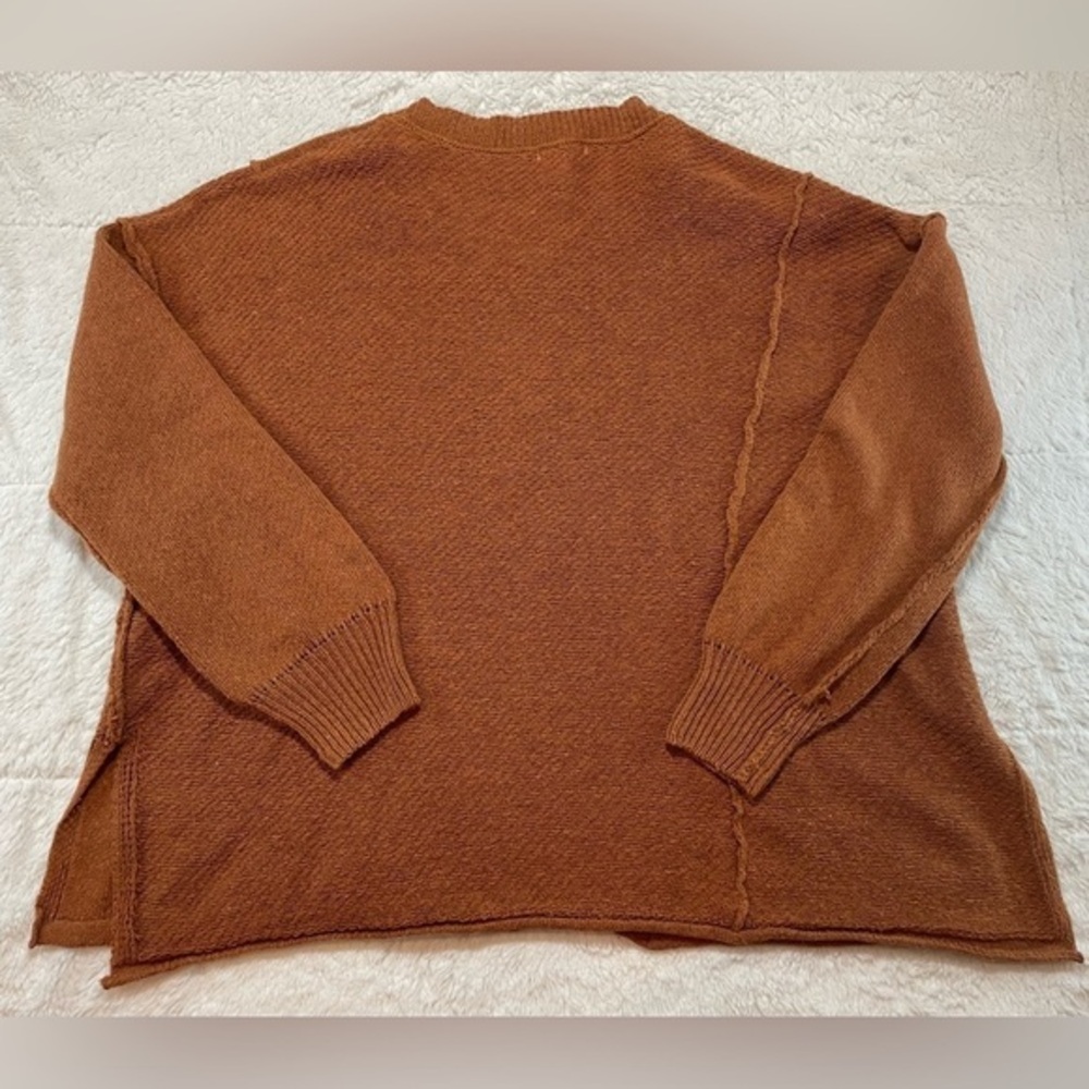 Easel Womens Size Medium Oversized V Neck Pullover Sweater Tunic Rust‎ Orange - Picture 11 of 11